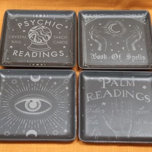 AUTHENTIQUE SPOOKY NIGHT HALLOWEEN MELAMINE SQUARE APPETIZER PLATES - NEW - S/4